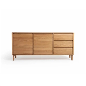 Ella 3-sektioners skænk - Massiv eg - Mål: 180 x 65 x 40 cm. - Flere varianter